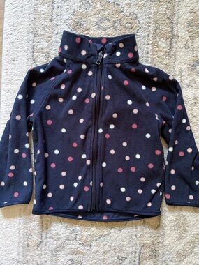 H&M Navy Polka Dot Fleece Zip Jacket 2T